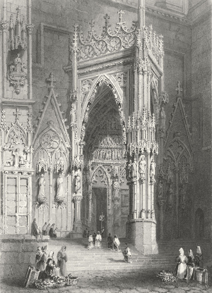 GERMANY. Porch cathedral, Ratisbon. parade  1840 old antique print picture